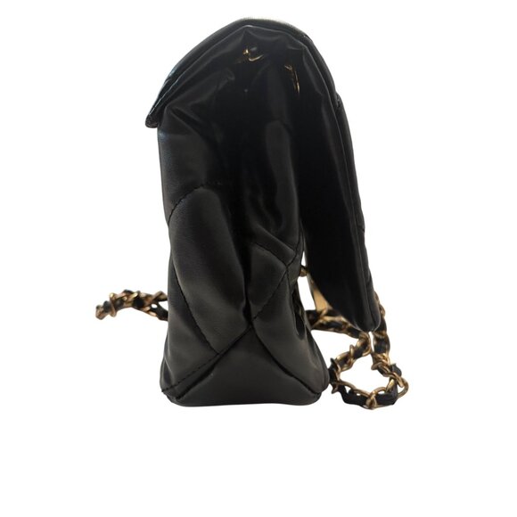 Aldo Black Quilted Chain Strap Shoulder Bag W/ GoldTone Accent & Decorative Pins - Picture 6 of 16